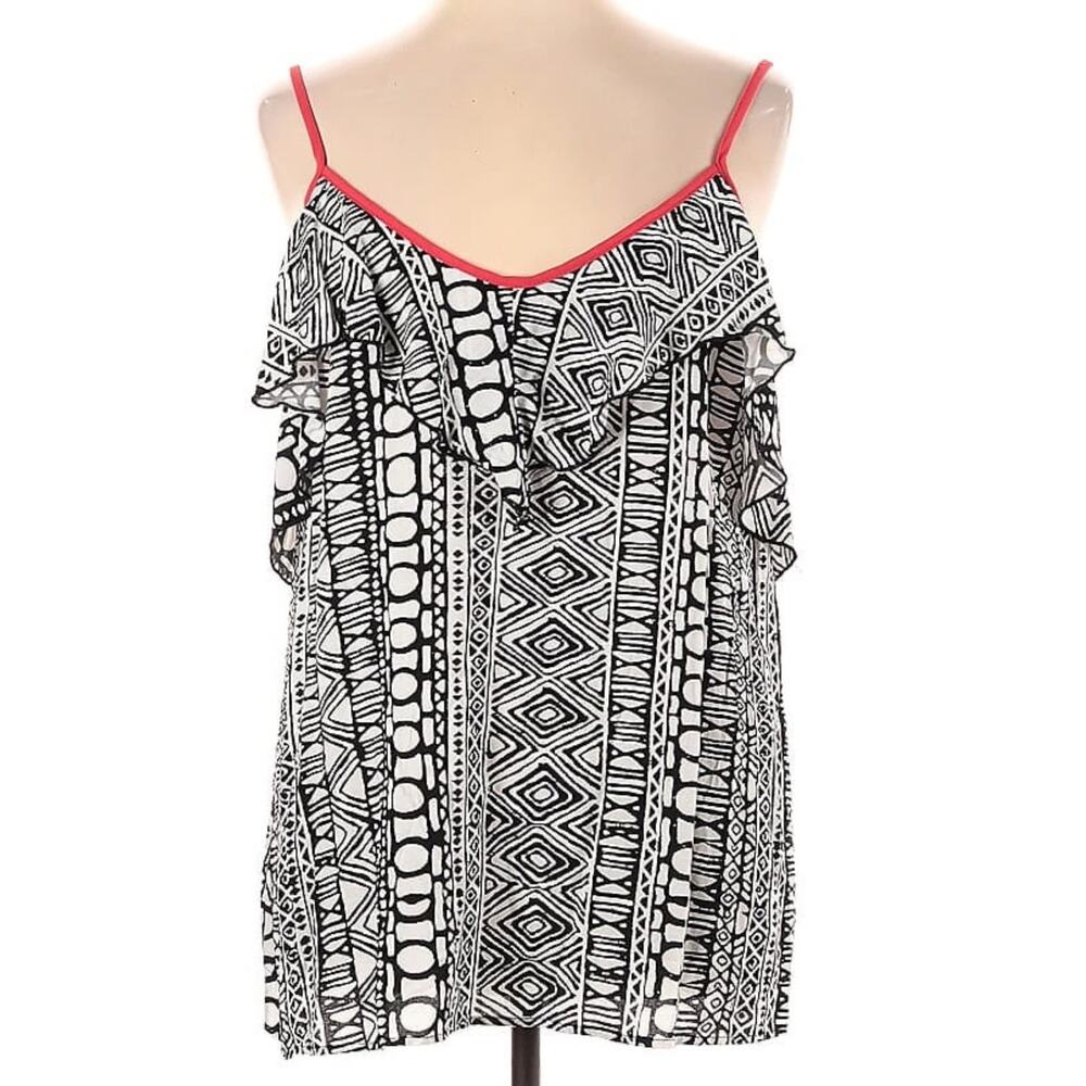 Haptics Plus Sz 1X Tribal Print Ruffle Festival Boho Feminine Cami Tank Top $42